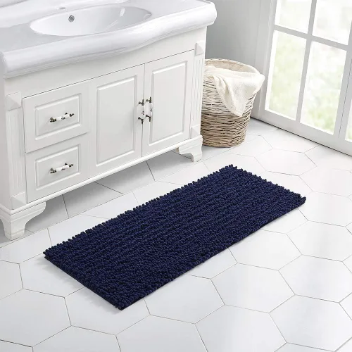 Miniatura 298 de Walensee Alfombra de baño antideslizante (24x17 pulgadas, rosa polvoriento) absorbente de agua, súper suave, lanuda de felpilla, lavable a máquina