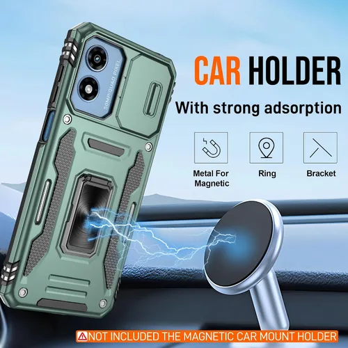 Miniatura 8 de Atump Funda para Motorola Moto G Play 2024 (4G) con [paquete de 2] protector de pantalla HD y cubierta para cámara deslizante, soporte de anillo