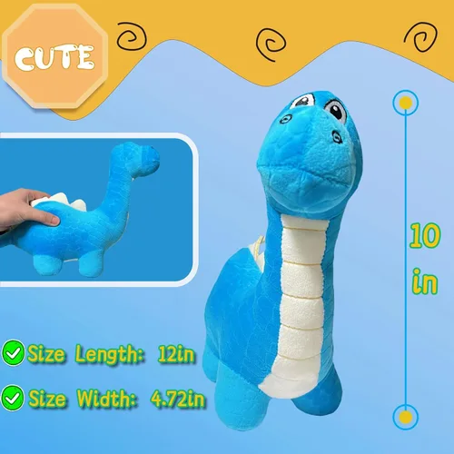 Miniatura 2 de Juguetes de peluche de braquiosaurio azul de 12 pulgadas para niños y bebés, lindos animales de peluche de dinosaurio para niños y niñas, peluches