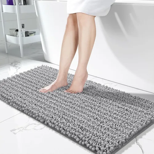 Miniatura 10 de Yimobra Alfombras de Baño Antideslizantes Lavables - Alfombra de Baño de Chenilla Ultra Suave Absorbente, Alfombra Peluda de Secado Rápido para Negro