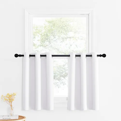 Miniatura 175 de NICETOWN Cortinas opacas de cocina para ventana sobre el fregadero, aislamiento térmico, decoración del hogar, pequeños niveles opacos con ojales