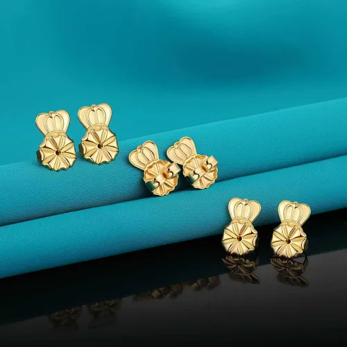 Miniatura 6 de Catinee 6 piezas de aretes para orejas caídas, ajustables, hipoalergénicos, seguros para aretes pesados (dorado)
