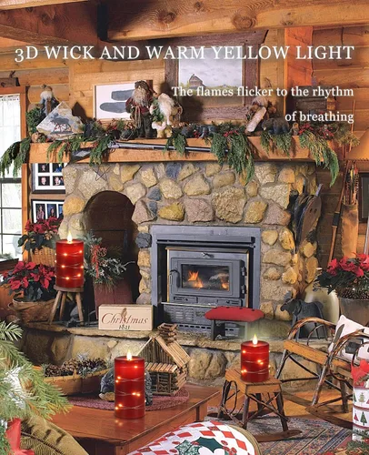 Miniatura 3 de Velas rojas sin llama con tira de luces, funciona con pilas, velas LED de pilar de 4, 5, 6 pulgadas, con control remoto, juego de 3 velas falsas