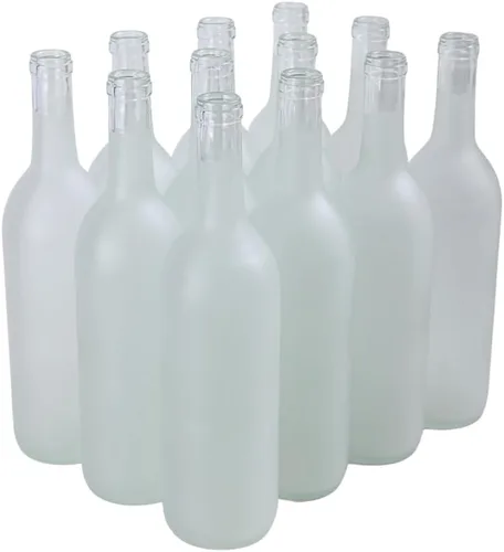 FastRack - Botellas de vino esmeriladas de 750 ml (paquete de 12), botellas de licor de vidrio de Burdeos W5 de 750 ml, botellas de vino vacías