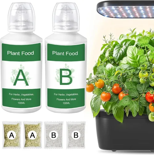 Miniatura 8 de Nutrientes hidropónicos para plantas de 33.8 fl oz, sistema de cultivo hidropónico de hierbas de interior, alimento general para plantas, A y B