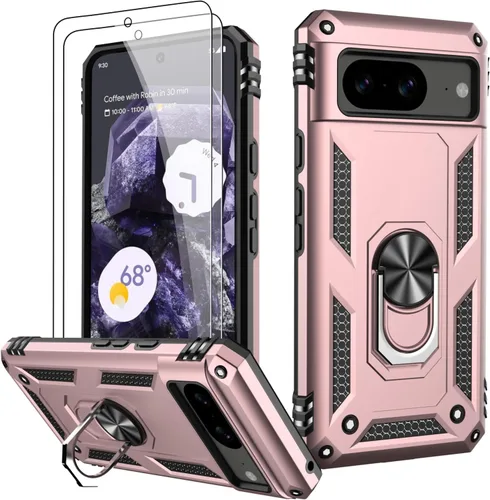 Miniatura 29 de LUMARKE Funda para Google Pixel 5 con protector de pantalla, pasa 16 pies, probada en caídas, grado militar, con soporte de anillo magnético, Rojo