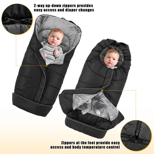 Miniatura 4 de Yoofoss Funda para Cochecito de Invierno - Saco Universal para Pies de Niños Pequeños, Saco de Dormir Bunting para Bebé de Cochecito Resistente al