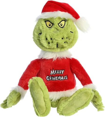 Aurora® Dr. Seuss™ Feliz Navidad Grinch Muñeco de Peluche - Peluche Oficialmente Licenciado para Juego Imaginativo - Perfecto para Niños y Adultos -