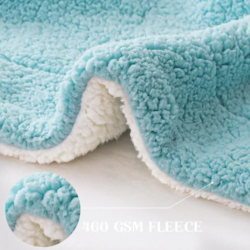 Miniatura 8 de Exclusivo Mezcla Manta reversible Sherpa para sofá, manta de forro polar gruesa y cálida para invierno, suave felpa esponjosa, 50 x 60 pulgadas