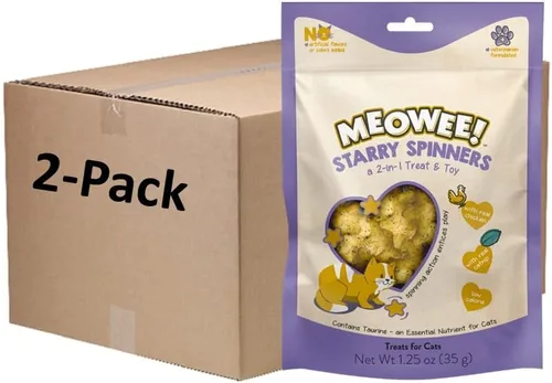 Miniatura 13 de MEOWEE! Starry Spinners - Golosina para gatos, 2.8 onzas, regalo 2 en 1 y juguete hecho con pollo real, hígado de pollo y hierba gatera, fomenta