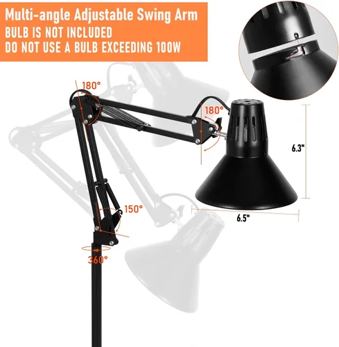 Miniatura 3 de Lámpara de calor para reptiles, accesorio de luz para reptiles con lámpara de calor y soporte, rango de altura de 15.7 pulgadas a 74.3 pulgadas