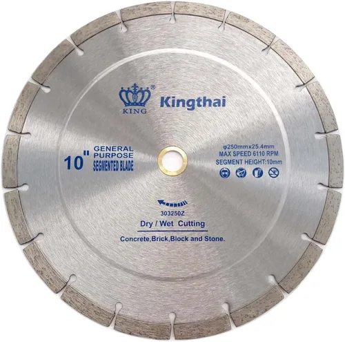 Miniatura 13 de Kingthai Hoja de sierra de diamante de hormigón de corte segmentado húmedo y seco de 9 pulgadas para mampostería con eje de 7/8-5/8 pulgadas