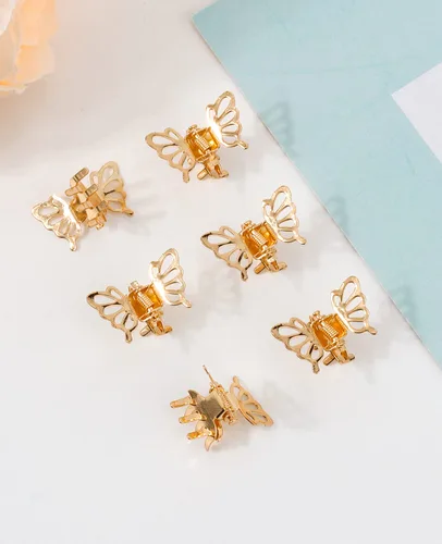 Miniatura 4 de Wecoe 30 pinzas pequeñas de mariposa doradas, pequeñas pinzas de garra pequeñas, lindas pinzas decorativas para el cabello con flores, accesorios