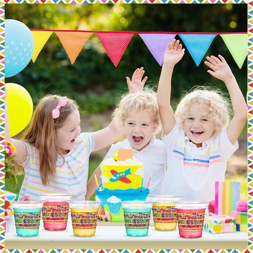 Miniatura 7 de Sumind 100 tazas mexicanas de plástico de 12 onzas para decoración de fiesta del Cinco de Mayo, tazas desechables transparentes para fiestas, tacos