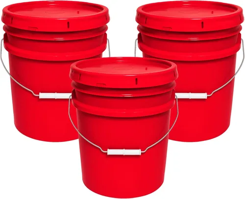 Miniatura 28 de Balde de 5 galones y tapa - Cubo resistente de 90 mil para todo uso - Fabricado en los Estados Unidos - Grado alimenticio - Plástico sin BPA - Rojo