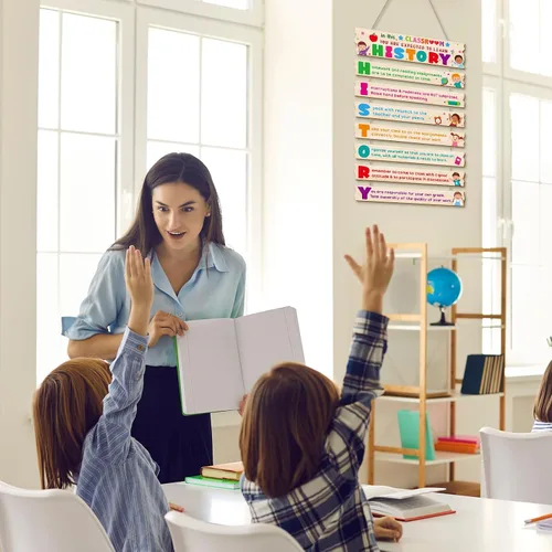 Miniatura 4 de Harloon Decoraciones para el aula, signo de historia, reglas de clase, inspirador, educativo, arte de pared, literatura, estudios sociales