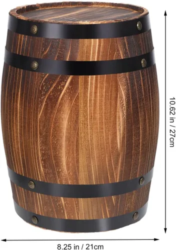 Miniatura 2 de Maceta de madera rústica para decoración de barril de vino, 8.2 pulgadas, estilo antiguo, cerveza para decoración del hogar, patio, jardín