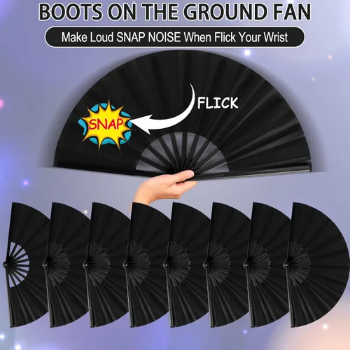 Miniatura 5 de Blulu 8 piezas de abanicos grandes plegables para baile en línea de 13 pulgadas, abanicos de botas en el suelo para baile en línea para mujeres