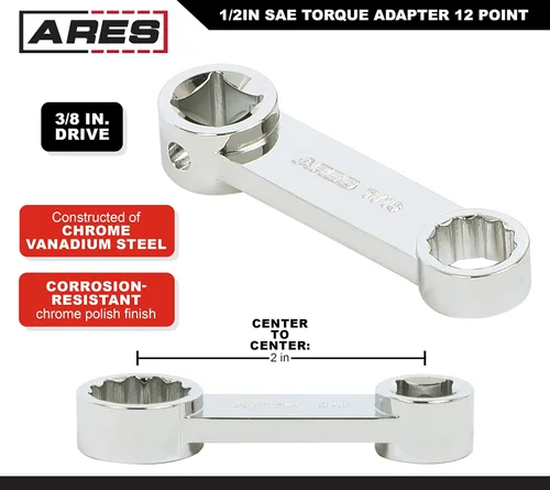Miniatura 2 de ARES 43020 – Adaptador de extensión de llave dinamométrica de 1/2 pulgada de 12 puntas con extremo en caja – Accionamiento de 3/8 pulgadas