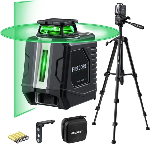 Miniatura 10 de Firecore - Nivel láser con trípode, nivel láser autonivelante de 360° con modo de pulso, 3 niveles de brillo, herramienta niveladora láser de línea