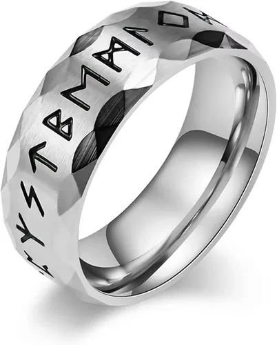 Anillo de runas vikingas nórdicas vintage de 0.315in con símbolo de runa nórdica, anillos celta de acero inoxidable, anillos para el pulgar para
