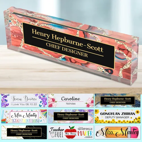 Miniatura 8 de Placa de nombre de escritorio personalizada para profesores, placa de nombre para escritorios, placa de escritorio de vidrio acrílico transparente