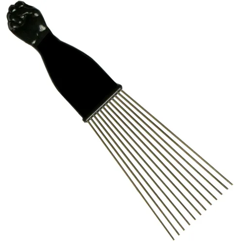 Miniatura 3 de Shoe String King SSK® Afro Pick con puño negro, paquete de 3 - Peine de metal afroamericano para el cabello