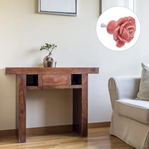 Miniatura 5 de LIFKOME 8 tiradores de rosas de cerámica para gabinete, pomos de armario para cajones, pomos de puerta de flores de rosas florales, pomos