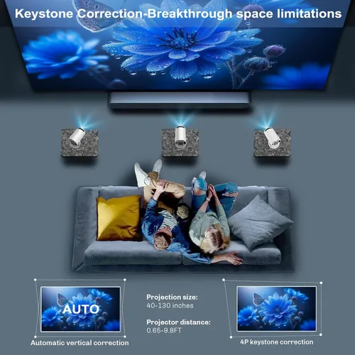 Miniatura 4 de Mini proyector portátil 4K WiFi 6 BT 5.2 Proyector portátil actualizado Full HD compatible con teléfono/PC/TV/HDMI/PS5/portátil Auto Keystone Home
