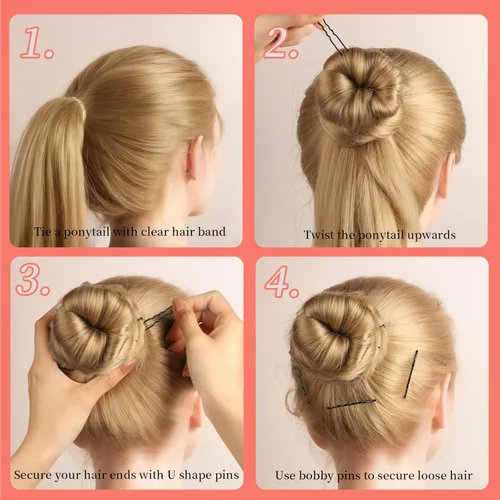 Miniatura 7 de Teenitor 300 piezas de pasadores y horquillas para el pelo, 100 pasadores y 100 horquillas marrones y negras para mujeres, 100 bandas para el pelo