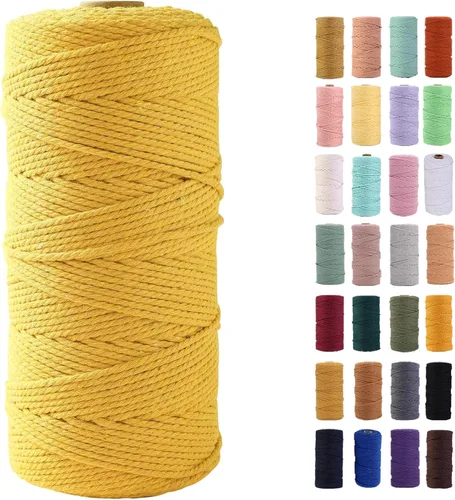 Miniatura 11 de Cordón de macramé gris rosado de 0.118 in x 109 yardas, cuerda de algodón colorido de algodón suave para colgar en la pared, colgar plantas
