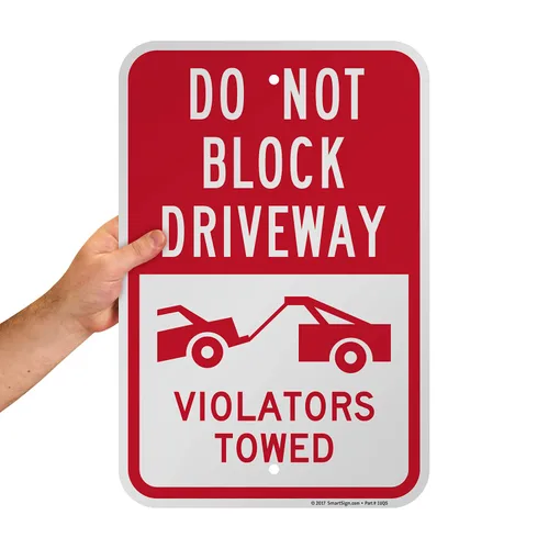 Miniatura 8 de SmartSign Letrero de metal con texto en inglés "Do Not Block Driveway - Violators Towed" de 18 x 12 pulgadas, aluminio laminado a prueba de óxido