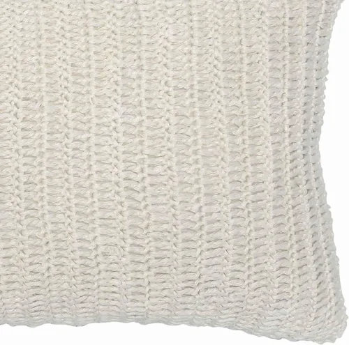Miniatura 4 de Benjara - Almohada rectangular de tela con detalles tejidos a mano, color blanco