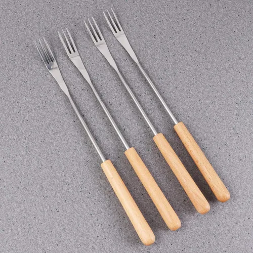 Miniatura 3 de DOITOOL 6 tenedores para fondue de acero inoxidable con mango de madera, diseño aislante térmico para postres de frutas, olla caliente, barbacoa al