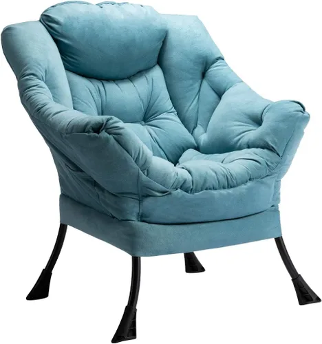 Miniatura 24 de HollyHOME - Silla perezosa con reposabrazos y bolsillo lateral, cómoda silla de sala de acento, sofá de ocio para sala de estar, recámara