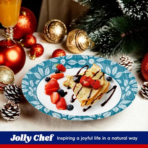 Miniatura 4 de JOLLY CHEF - Platos de papel desechables de 10 pulgadas, paquete de 140 unidades, platos de papel impresos resistentes para uso diario, a prueba