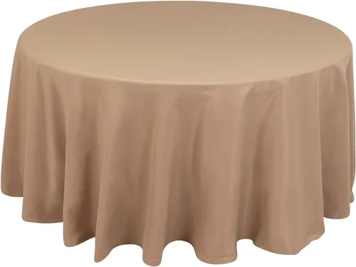 Miniatura 9 de Balsa Circle Manteles redondos color beige de 120 pulgadas de tela de alta calidad, manteles de tela para bodas, fiestas, recepción, banquetes