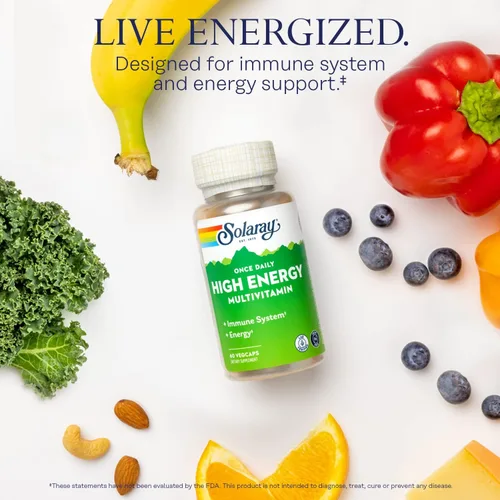 Miniatura 3 de SOLARAY Multivitamínico Once Daily de alta energía, sin hierro, múltiple completo con base de alimentos y hierbas integrales, sin OMG, 60 cápsulas