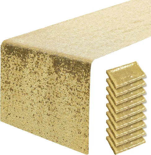 Miniatura 68 de Pufogu - Camino de mesa de lentejuelas brillantes de 12 x 72 pulgadas para fiestas de cumpleaños, decoración de bodas, despedidas de soltera