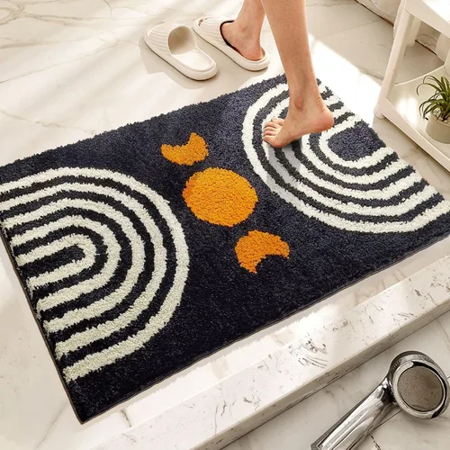 Alfombras de baño bohemias, lindas alfombras de baño bohemias antideslizantes de microfibra abstracta para dormitorio, alfombra pequeña, decoración