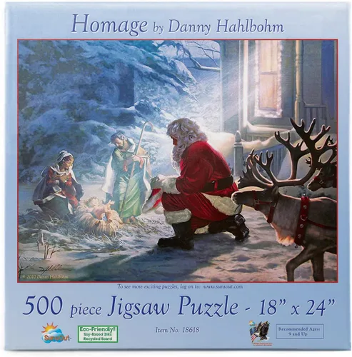 SUNSOUT INC - Homage - Rompecabezas de 500 piezas por artista: Danny Hahlbohm - Tamaño acabado 18" x 24" Navidad - MPN # 18618