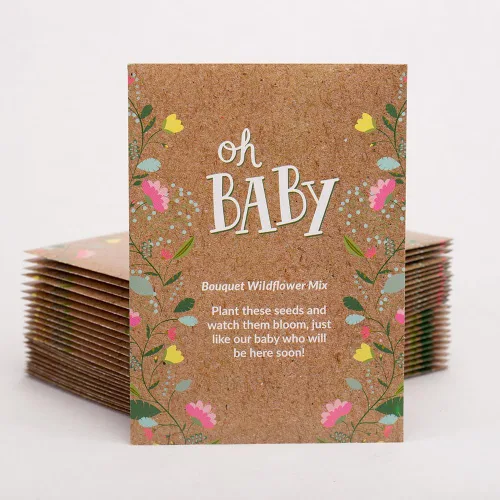 Miniatura 2 de BENTLEY SEED CO. Oh Baby Seed Packets Regalos de baby shower para invitados 25 paquetes de semillas de flores silvestres Prellenados Mezcla
