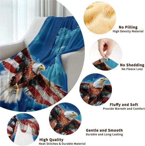 Miniatura 3 de American Eagle Manta de Vellón Súper Suave y Acogedora Manta de Tiro 40X50 pulgadas, Ligera Difusa Cómoda Texturizada Manta de Franela Manta de Tiro