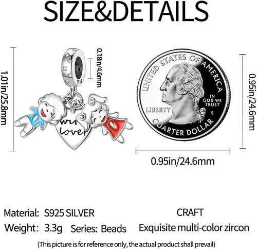 Miniatura 3 de Pandach Dijes de plata de ley 925 para pulseras y collares, colgantes de mariposa y auriculares, dijes de trébol, joyería de regalo para mujeres