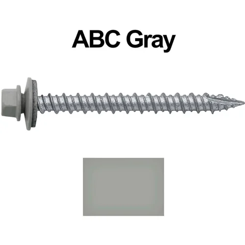 Miniatura 3 de 10 x 2 tornillos para techos de metal gris ABC - Cabezal hexagonal - Arandela autoinicial/roscado - Arandela EPDM. 1 bolsa de 250 unidades - 250