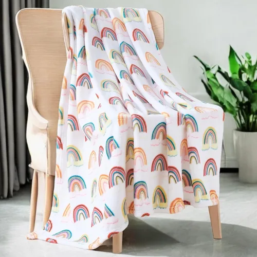 Miniatura 25 de Manta de forro polar suave para primavera de niñas y niños: bebés, pollitos, pájaros, flores en suave y acogedor amarillo, verde, rosa sobre fondo