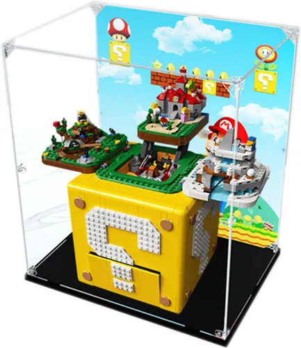Vitrina acrílica para Lego Super Mario 64 Question Mark Block 71395, escaparate, protege y decora modelo con almacenamiento a prueba de polvo,
