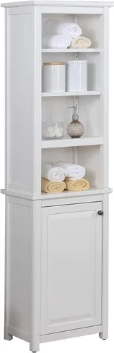 Miniatura 10 de Alaterre Furniture Dorset - Estantería de baño de 13 pulgadas de profundidad con estantes ajustables, armario de baño blanco para toallas, artículos
