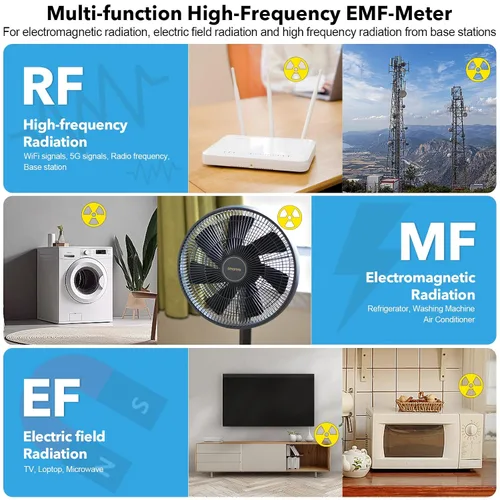 Miniatura 3 de Medidor EMF, MESTEK 5 en 1 Detector de Radiación EMF Recargable, Detector de Radiación, Medidor de Campo Eléctrico, Medidor de Fuerza de Campo