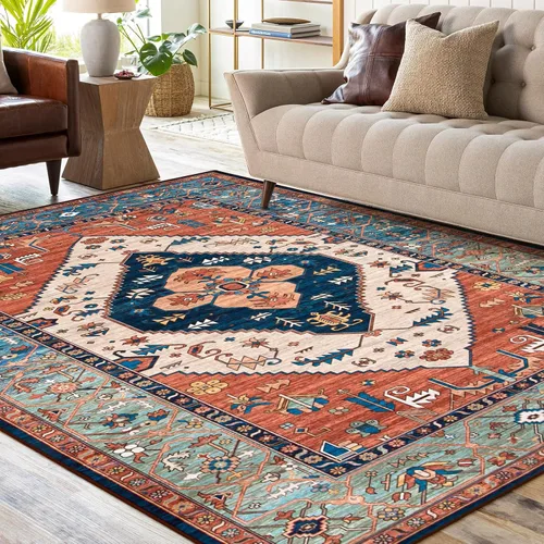 Miniatura 12 de Lahome - Tapete con diseño bohemio, pequeño, antideslizante, lavable, ultradelgado, con estampado oriental desgastado, para entrada, cocina